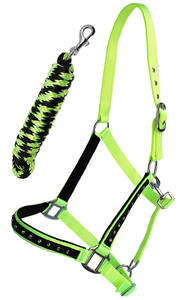 Ensemble de harnais de conduite de cheval de qualité supérieure avec licou de course de chevaux en nylon rembourré doux avec peau de mouton d'origine de couleur sarcelle - Product Image 4