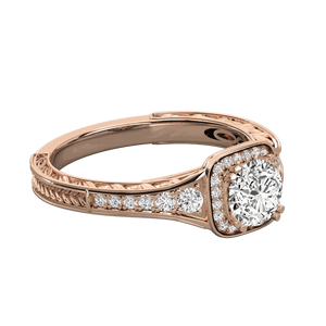 Round Diamond Prong <b>Set</b> <b>Square</b> Halo Engagement Ring - Product Image 1