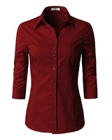 Chemise de travail à manches longues pour femmes, nouvelle mode, blanche unie, en polyester tissé avec logo sur le devant, pour le bureau, les événements sociaux, pour le printemps