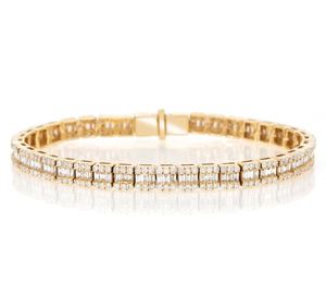 10MM Yellow Gold DIAMOND BAGUETTE <b>BRACELET</b> <b>Bracelet</b> & Bangle ced Luxury 30Gm 925 <b>Silver</b> Wedding Gift Idea - Product Image 1