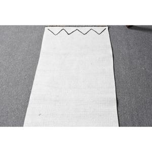 Vintage 1.6x9 ft <b>Rug</b>, Turkish <b>Runner</b> <b>Rug</b>, White Abstract <b>Rug</b> - Product Image 3