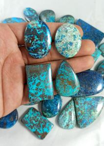 Handmade Natural Shattuckite Loose Gemstones <b>Blue</b> <b>Crystal</b> Cabochon in Mix Size Lot for Jewelry Making - Product Image 6