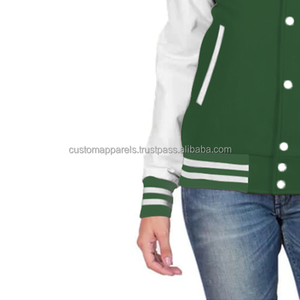 Premium personalizado algodón polar acolchado transpirable teñido Varsity chaqueta de las mujeres al por mayor bordado - Product Image 6