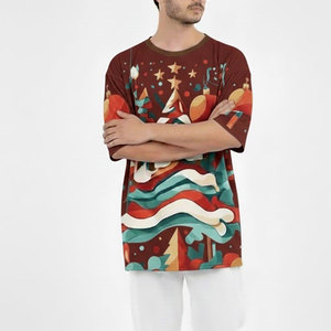 Camiseta Festiva de Poliéster Sublimado, Transpirable, con el Mejor Estampado, Tela Suave, Ropa Navideña para Ocasiones Especiales - Product Image 5