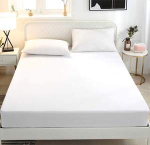 Venta directa de fábrica, Sábana bajera blanca para Hotel, 100% algodón, bordado personalizado, ropa de cama para dormitorio King Size, 200TC para todas las estaciones - Product Image 4