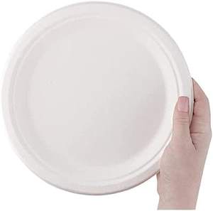 Vaisselle en bagasse de canne à sucre de 9 pouces Assiettes jetables biodégradables compostables écologiques Matériau en papier sans plastique - Product Image 1