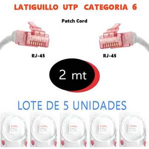 Cable de Conexión Cat6 de 2 Metros RJ45, Paquete de 5 con Cubierta de PVC para Computadora - Product Image 1