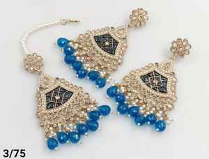 LATEST MOTIPEARL CHANDBALI INDIAN GOLD PLATED EARRING TRADITIONAL DROP & STONE FLOWER EARRING & MANGTIKKA <b>SET</b> WOMEN & <b>GIRLS</b> - Product Image 2