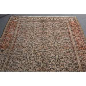 Alfombra clásica de lana de retazos beige y naranja, 4,8x7,1 pies, pasillo Rectangular turco para entrada, sala de estar, alfombra de látex para cabecera - Product Image 4