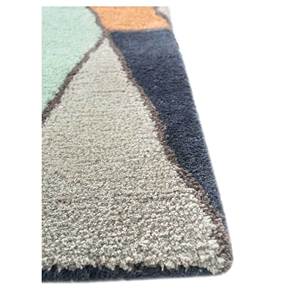 Alfombra Acar Azul Clásica Geométrica de Lana y Viscosa Hecha a Mano, Rectangular de 4m para Pasillo, para el Hogar, para Adolescentes-TNQ-50014 - Product Image 4