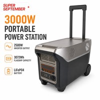 Estación de Energía Portátil de 3kWh con Batería Solar LiFePO4, Onda Sinusoidal Pura, Controlador MPPT, Suministro de Emergencia, Ruedas, Carrito, Compatible con Automóviles