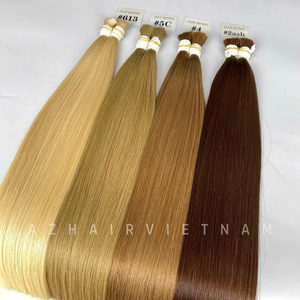 <b>Silky</b> Smooth Super Double Drawn Bulk Straight Bundles Ash Blonde Color 100% Vietnamese Human Hair Extensions - Product Image 5