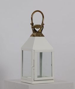 White Modest Metal Candle <b>Lantern</b> Handcrafted 14x14x43 CM Pillar Holder for Home & Garden Decoration Box Packed - Product Image 2