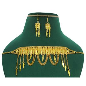 Collar con pendientes, juego de joyas, Latón chapado en oro puro, alta calidad, Emiratos Árabes Unidos Dubai, hecho en India, collar de joyería de moda - Product Image 4