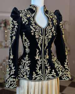 Thobe Thawb Algérie Traditionnel Musulman Karakou Noir & Soie Fait Main - Product Image 5