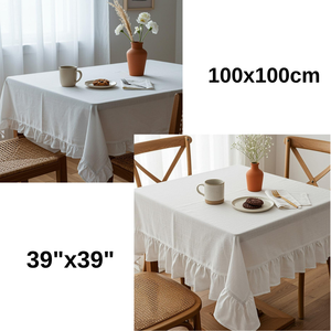 Nappe écrue taille unique pour tables à manger tissu polyester pour hôtels et fêtes accueillant des invités à la maison 100*100cm 39" - Product Image 6