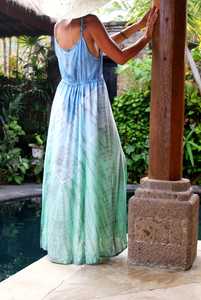 Robe longue trapèze en rayonne tie-dye, design tendance, tissée, décontractée, sans manches, style doux, écologique, lavable, taille naturelle - Product Image 4