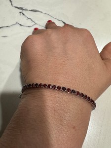 Bracelet tennis en rubis créé en laboratoire, argent sterling 925, design minimaliste, bracelets et joncs fins, cadeaux pour femmes et filles, fêtes - Product Image 3