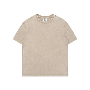 T-shirt surdimensionné unisexe solide délavé à l'acide vintage 100% coton de haute qualité grande taille en vrac impression personnalisée 220GSM bouffée - Product Image 1