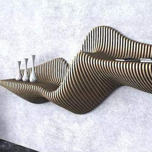 Fichiers de conception numérique CNC de qualité supérieure, décoration murale en bois ondulé paramétrique Art Déco, cadre jaune citron, fonction de suspension pour anniversaire, maison - Product Image 4