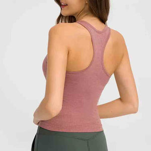 Débardeur de sport sans couture pour femme, style basique athlétique, en tissu tricoté respirant, idéal pour le yoga et le fitness – Vente en gros - Product Image 3