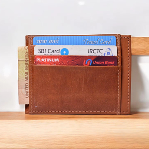 Porte-cartes d'identité vintage personnalisable Artha WT16c, minimaliste, en cuir de vache véritable, fait main, pour poche avant, unisexe - Product Image 1