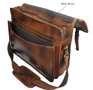 Sac pour ordinateur portable personnalisé de qualité supérieure avec fermeture éclair - Cuir pleine fleur - Cadeaux pour lui - Imperméable - Product Image 2