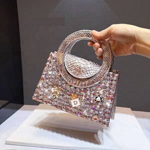 Luxury Gold Rhinestone Evening <strong>Bag</strong> Diamond Crystal Wedding Party Handbag for Women <strong>Sparkling</strong> Snake Pattern Leather Tote <strong>Bag</strong> - Product Image 4