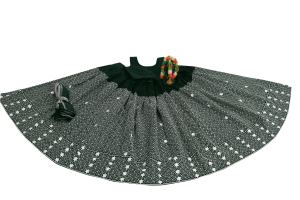 Shoryam Fashion Kids Ghagra Choli traditionnel vert bouteille, sans manches, motif étoile blanche imprimé en feuille, longueur au sol, Lehenga de fête - Product Image 3