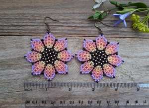 Boho <b>bead</b> earrings with <b>turquoise</b> design andy cascading fringe, unique jewelry gift - Product Image 6