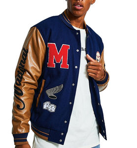 Chaqueta de invierno de alta calidad personalizada piel de vaca Letterman/chaqueta de béisbol de talla grande transpirable de punto por encargo - Product Image 3