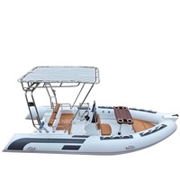 Bateau pneumatique Zhenbo 480 à coque en V profond, capacité 8 personnes, en Hypalon et fibre de verre, avec auvent rigide en acier T-TOP