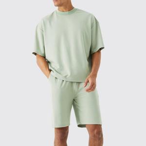 Ensemble de vêtements de sport respirants pour hommes 2026, t-shirt à col rond personnalisé et short, molleton doux, anti-froissement, uni, ensemble 2 pièces - Product Image 5