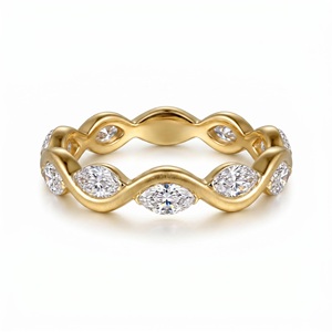 Anillo Infinito de Diamantes con Corte Marquesa de Lujo para Mujer, Plata de Ley 925 Chapada en Oro, Anillo de Compromiso y Boda, Joyería con Circonitas - Product Image 1