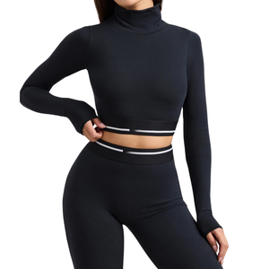 Haut de sport extensible pour femme, manches longues, doux, soutien-gorge intégré, coupe élégante, haut d'entraînement, design dos ouvert, logo personnalisé - Product Image 5