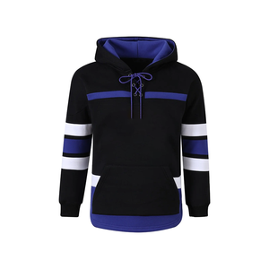 Sweat à capuche unisexe en polaire premium pour l'hiver, col lacet, brodé, chaud et épais, 100 % biologique, pour l'équipe de hockey noire de l'État - Product Image 1