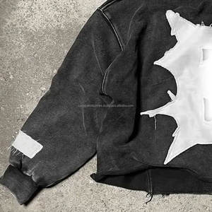 Sudaderas con Capucha Cortas Extra Grandes para Hombre, Estampadas con Diseño Personalizado, de Felpa de Algodón Premium, Venta al por Mayor, MOQ Bajo - Product Image 5