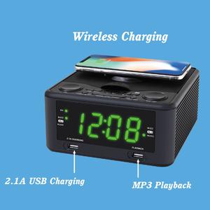 Radio Reloj Despertador CD-268W con Pantalla LED de 1.2 Pulgadas, Altavoz Integrado, Carga Inalámbrica, Reproductor de CD/MP3, Puertos USB Dobles para Reproducción de MP3 - Product Image 4