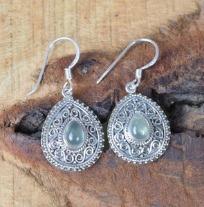 Classical <b>Earrings</b> Jewelry For Women Silver Boho Style Jewelry 925 Sterling Silver Prehnite Gemstone <b>Handmade</b> <b>Earrings</b> Gift Wife - Product Image 5