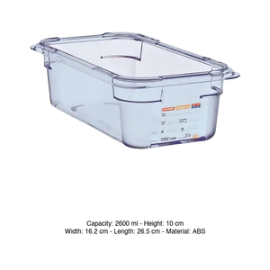Araven Gastronorm Pan GN 1/4 <b>ABS</b> 26.5 x 16.2 x 10 h cm Gastronorm Containers Wholesale Catering Equipment - Product Image 3