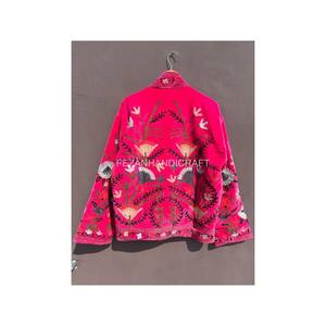 Uzbek Suzani Manteau Velours Tissu Veste Deux Poches Latérales Broderie Florale Veste Manteau Unisexe Veste D'hiver Femmes Manteau Court - Product Image 5