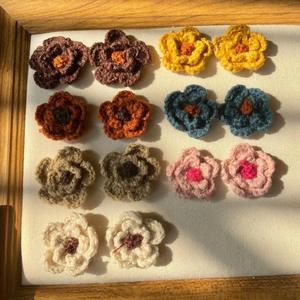 2026 Vintage Woven Silver Ear <b>Studs</b> Earrings Contrasting Colors Floral Flower Design Ear Accessories Crochet Jewelry Ear Clips - Product Image 6