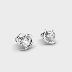 <b>Heart</b> Shape Lab Grown Diamond <b>Stud</b> <b>Earrings</b> Solid 925 Sterling <b>Silver</b> IGI Certified Romantic Anniversary Party Gift - Product Image 3