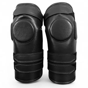 Polo ecuestre de alta calidad 3S Geoffrey, rodilleras de cuero negro de vaca 100%, par de rodilleras con logotipo personalizado para adultos, carreras de caballos - Product Image 1