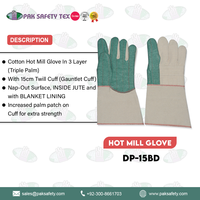 Gants de travail en coton de qualité supérieure, triple paume, poids lourd, 31 oz, vert, avec bande supérieure, gants de sécurité