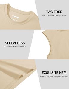 Camiseta sin mangas de algodón para hombre, camiseta transpirable de punto para entrenamiento en el gimnasio, absorbe la humedad y ligera, diseño informal sin mangas de verano - Product Image 5