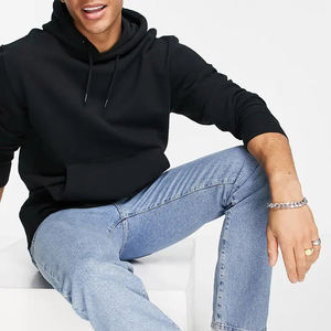 Pull à manches longues pour hommes, sweat-shirt 100% coton de haute qualité, simple, sans cordes, solide, Hoodie pour hommes - Product Image 4