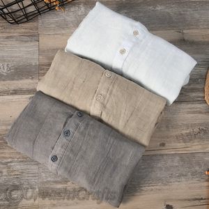 Última llegada de calidad superior Venta caliente de moda nueva tela de lino de algodón puro Color sólido camisas de manga corta para hombres OEM - Product Image 2