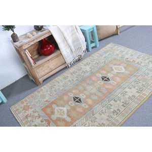 3.7x5.8 ft Vintage Turkish <b>Wool</b> Rug Eco-Friendly Brown <b>Yellow</b> Patchwork with Latex Backing - Product Image 3