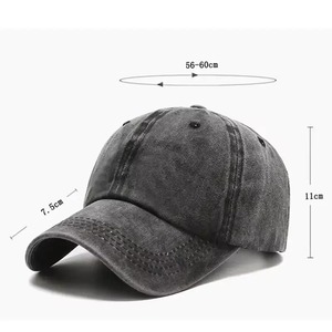 Casquette de baseball sportive en coton vintage, ajustable, style 'Dad Hat', en denim vieilli, teinte sur mesure, avec impression en relief, vente en gros - Product Image 3